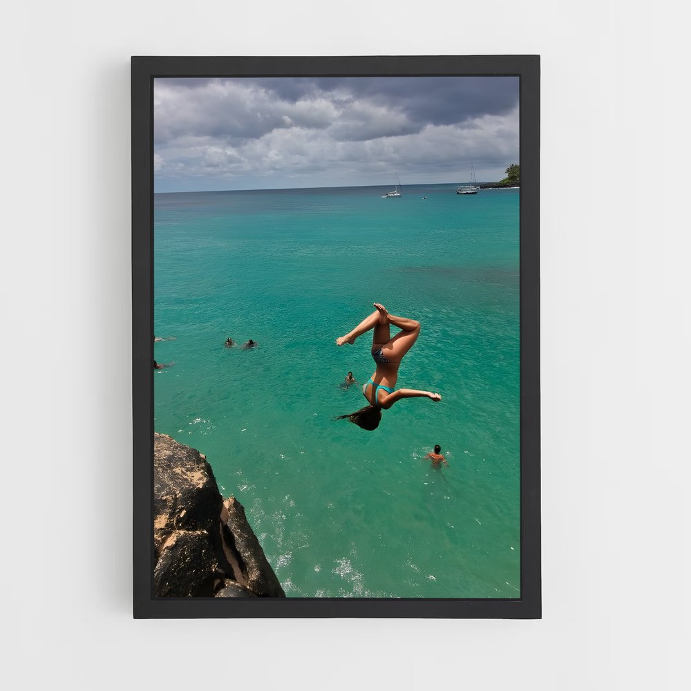 Poster Cliff diving contrebas – affiche Plongeon de falaise (vue 2)